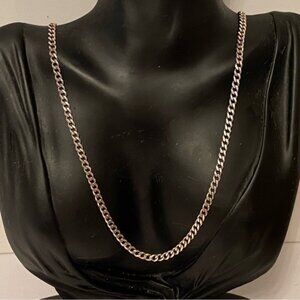 ITALY NECKLACE CHAIN STERLING SILVER 925 CURB LINK 24” 15.3 g